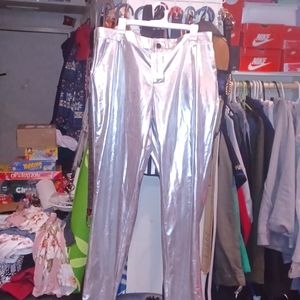 Men Metallic silver pants